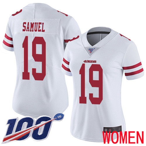 San Francisco 49ers Limited White Women Deebo Samuel Road NFL Jersey #19 100th Season Vapor Untouchable